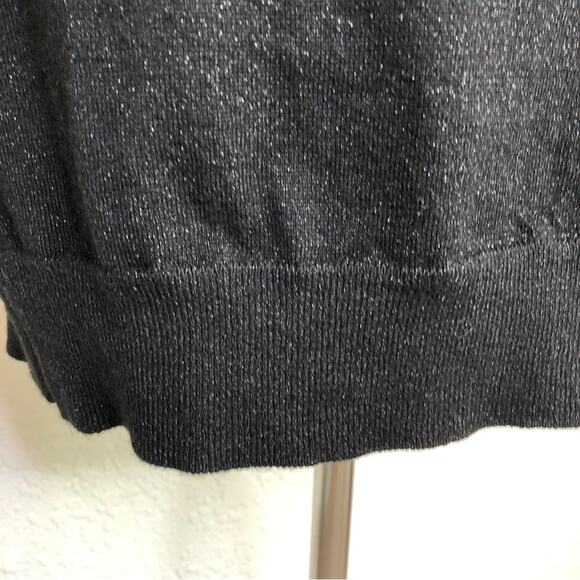 WHBM black metallic off shoulder fringe trim sweater size Small - Picture 4 of 16